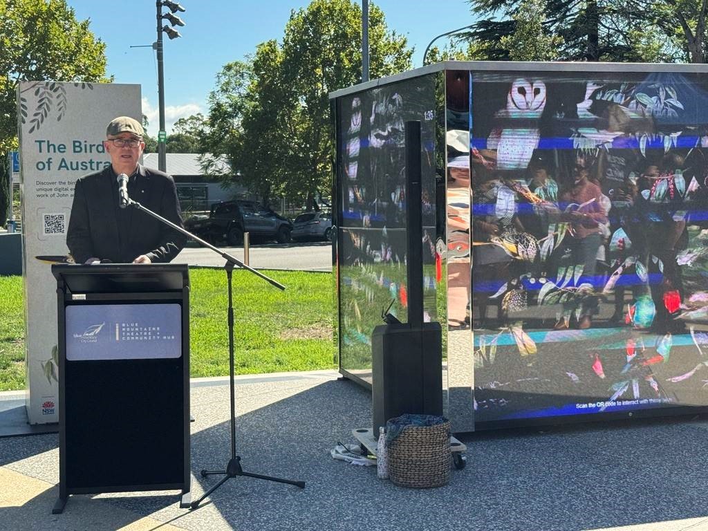 Mayor Mark Greenhill launching the Australian Museum’s STORYBOX at the Springwood Theatre & Community Hub on Saturday 15 February 2025.